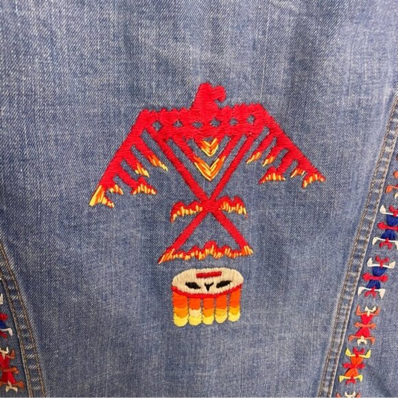 Levi’s Custom Aztec Native Embroidery Jeans Jacket Eagle Sz Small‎ - Picture 3 of 8